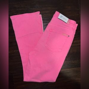🩷 NWT! 7 for All Mankind Barbie Pink Stripe Flare Jeans